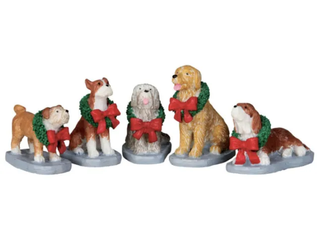 Lemax -Christmas Pooch -Holiday Village Accent -Set Of 5 Decorative Dogs