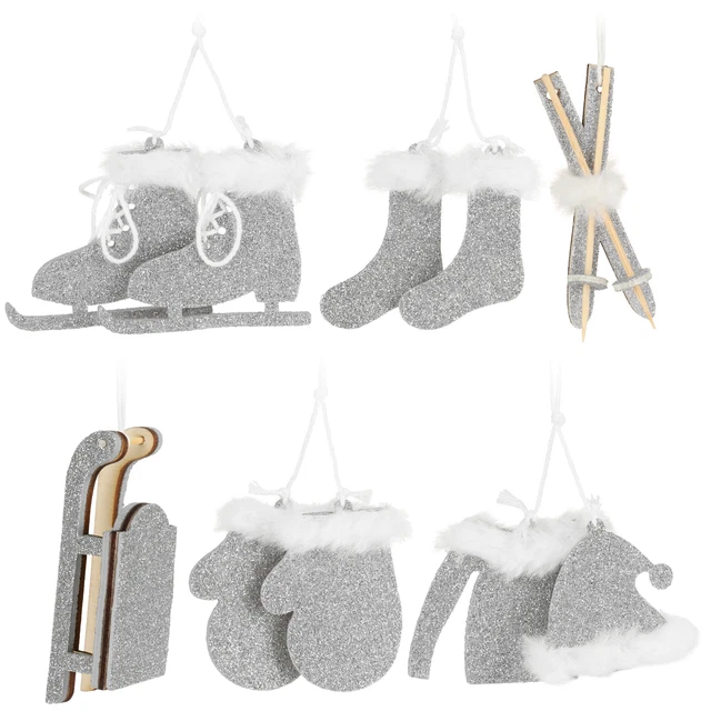 10-teiliges Set Premium Weihnachts-Anhänger für den Weihnachtsbaum, silberfarben