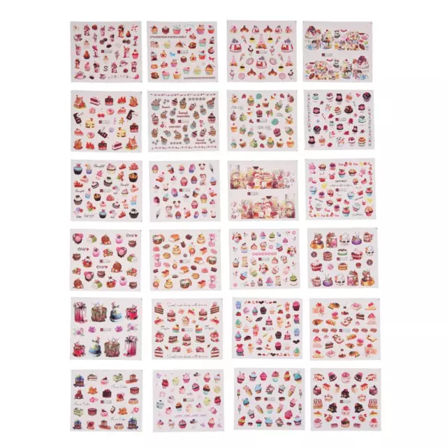 12/24 Sheet 3D Mixed Pattern DIY Nail Art Decals Water Transfer Sticker Kit