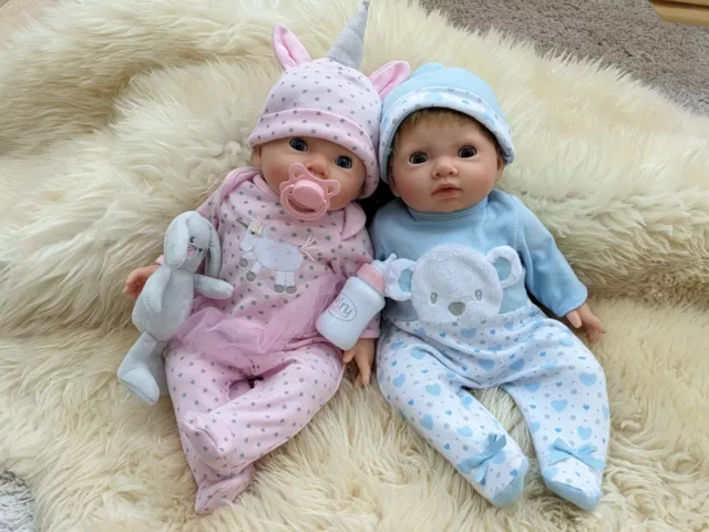 tiny treasures Doll Unicorn Girl and Teddy Bear Boy twin dolls set retired