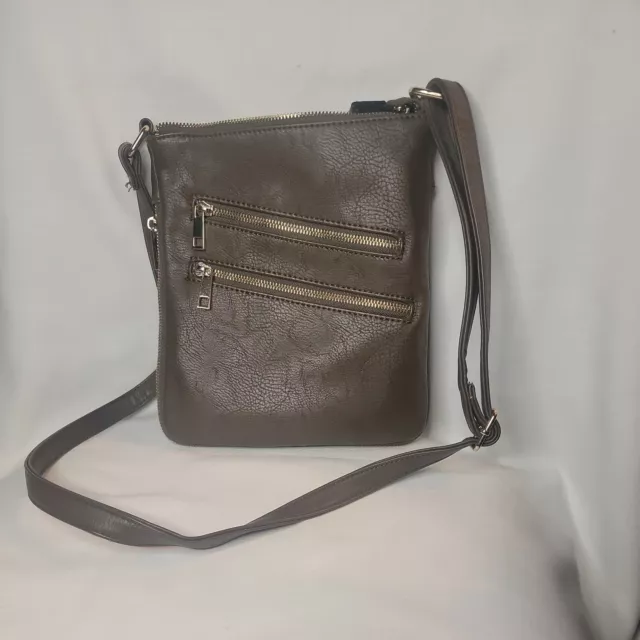 Simply Noelle Crossbody Handbag Women's Brown Zip Purse Bag Gold accent