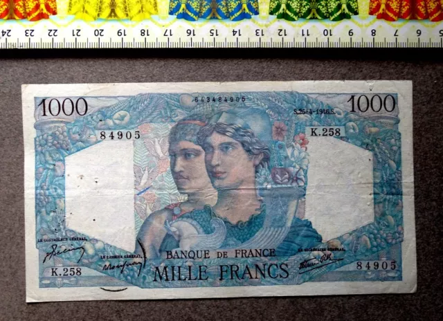 (FR4),  Billet de banque  , France, 1000 Francs, Année : 1946.