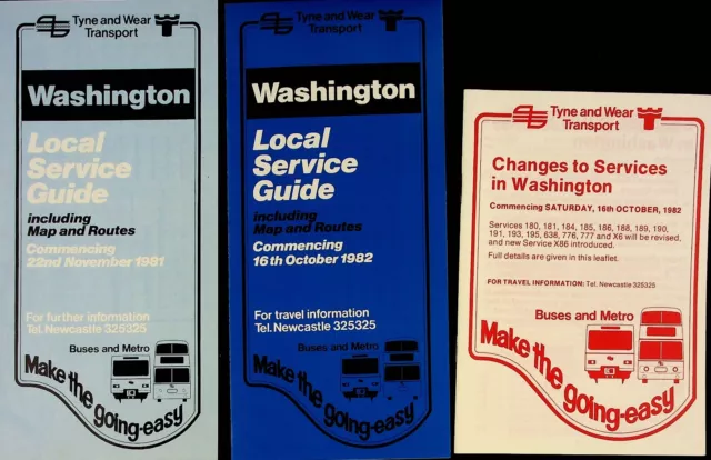 Tyne and Wear Transport - Washington Local Service Guides & Changes 1981, 82 x3