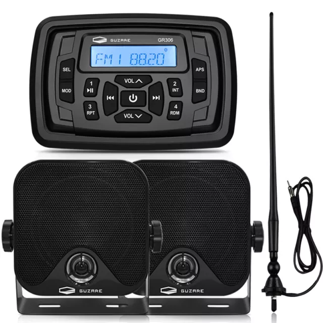 Marine Stereo Bluetooth Waterproof AM FM Radio System for ATV UTV RV UV Golf Car
