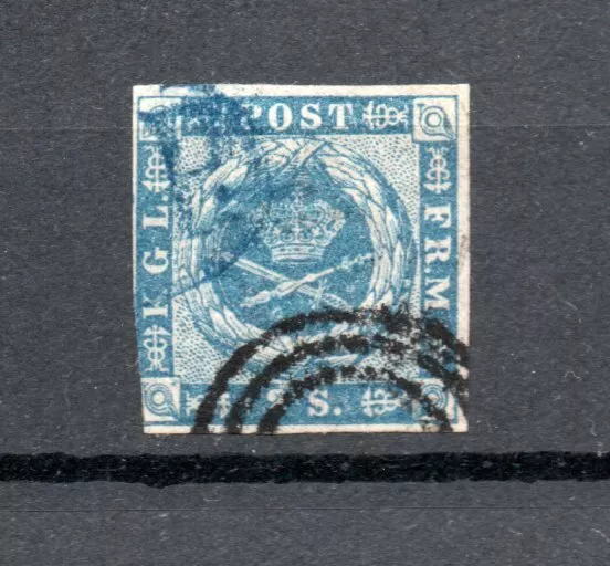 Danemark 1854 Freimarke 3 gebraucht PP (Blaues Stempel)