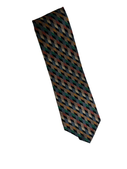 Cravate Pierre Balmain 100% Soie - Motif Géométrique Multicolore - Occasion