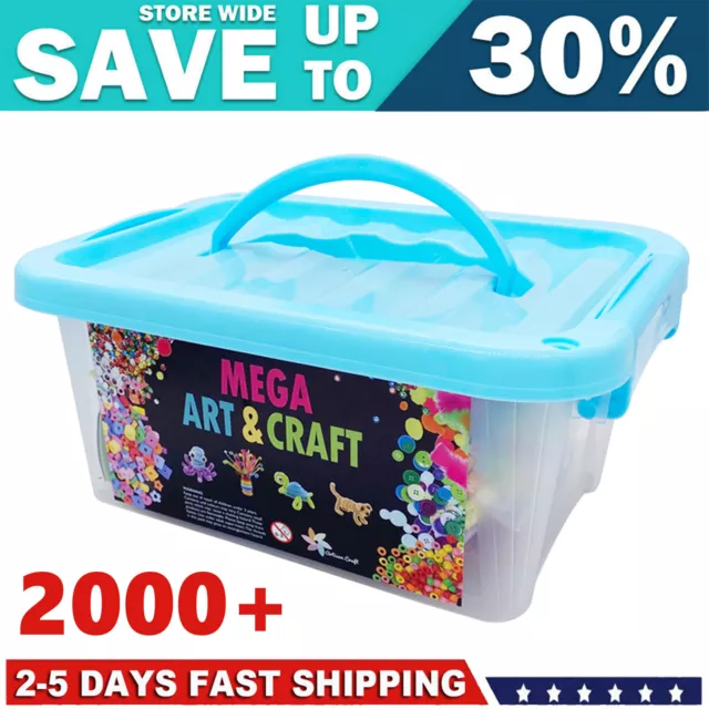 2000Pcs Mega Kids Arts & Crafts Supplies Kit DIY Activity Crafting Collage Arts