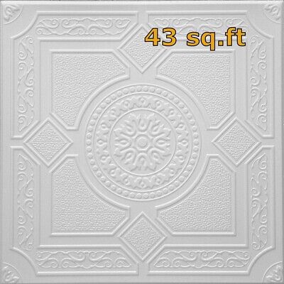 Styrofoam Glue Up Ceiling Tile - easy DIY popcorn cover 16 pcs.~ 43 sq.ft #RM-30
