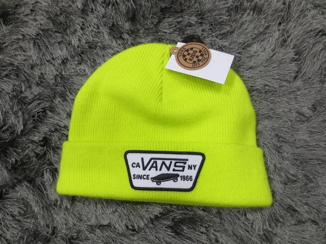 Vans Kids Beanie One Size Yellow Neon Knit Cap Hat Logo Unisex Boys Girls NWT
