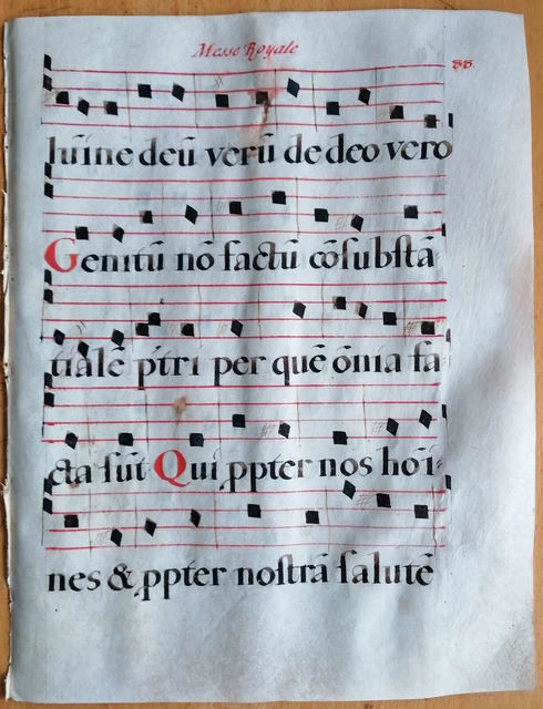 Original Blatt Manuskript Antiphonarium Pergament Folio (Z) - 1550