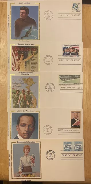 Us Fdc First Day Covers Collection Lot Of 10 From 1982-86 Colorano Silk