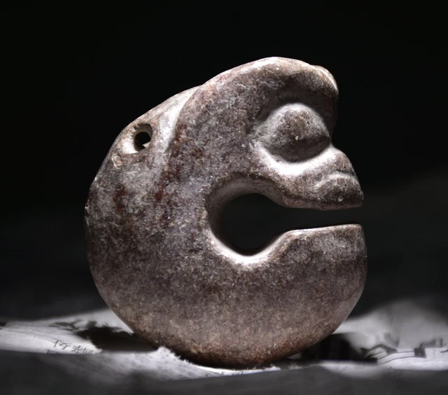 2" Old Chinese Hongshan Culture Jade Carved Pig Dragon Statue Pendant 16