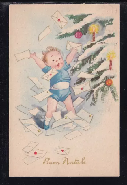 Cartolina Buon Natale Bambino con Lettere Z1160