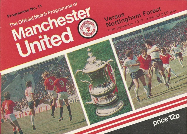 MANCHESTER UNITED MAN UTD v NOTTINGHAM FOREST DIVISION 1 1977/78 WITH TOKEN