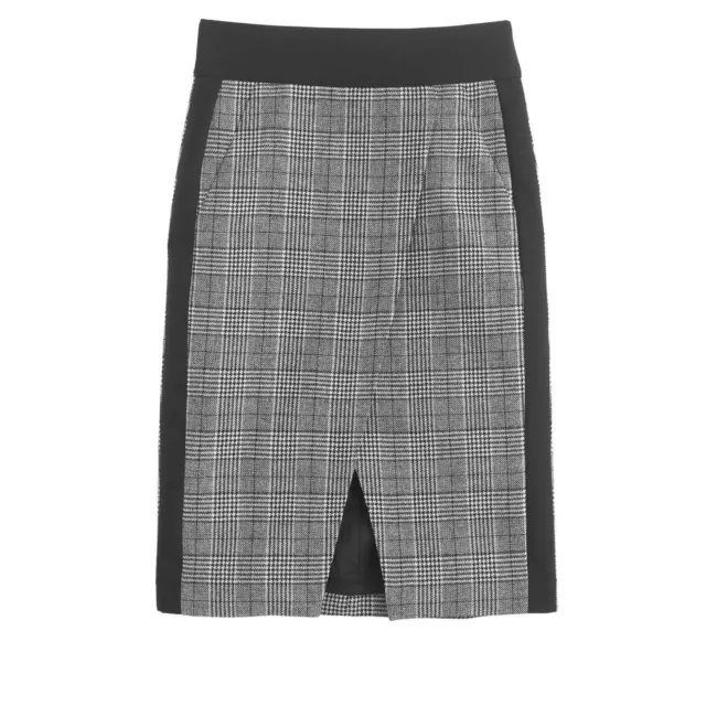 New J CREW Black Glen Plaid Faux Wrap Pencil Skirt Sz 8P