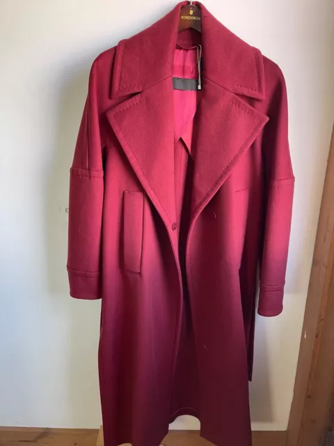 Max Mara  Red  Overcoat Worn Once Us Med