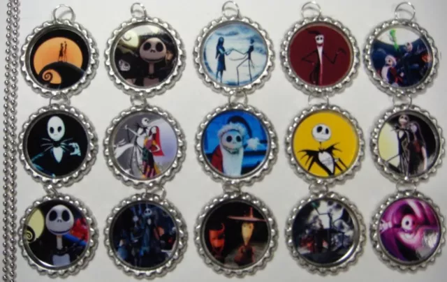 15 Nightmare Before Christmas Flat Bottle Cap Necklaces Set 2