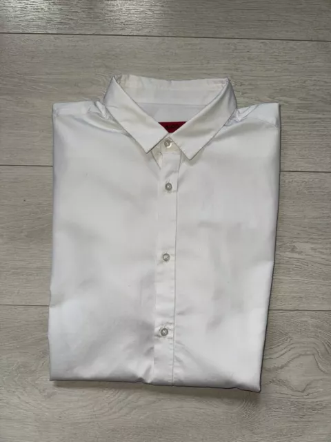 Hugo Boss Red Label Hemd Weiss Gr. M Kurzarm Oberteil Extra Slim Fit Shirt