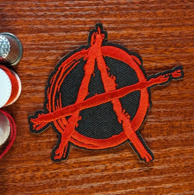 Anarchy Patch Punk Goth Biker Rock Embroidered Iron On 3x3.5"