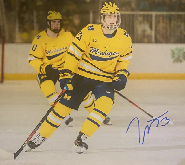 Kent JOHNSON Signed 8x10 Photo! COLUMBUS BLUE JACKETS STAR- MICHIGAN  !!  W/COA