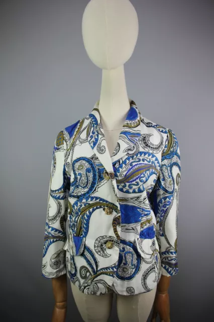 ETRO Milano Vintage Floral Paisley Silk  Blazer Jacket Size 40/XS