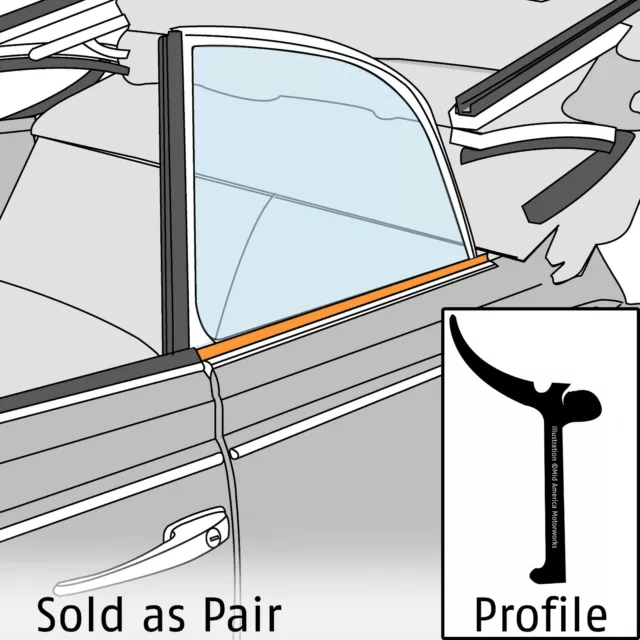 2pc Outer Quarter Window Scrapers for 1965-79 Type 1 VW Super / Beetle Con Sedan