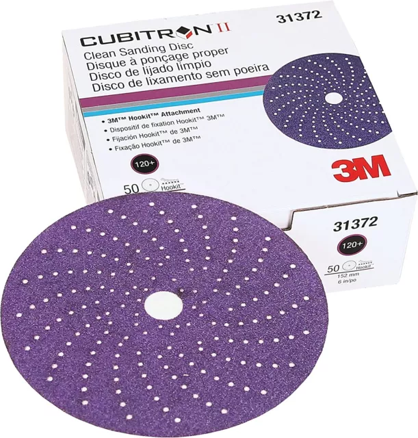 3M 31372 Cubitron II Hookit Clean Sanding Abrasive Disc, 6", 120+ grade, 50 Pc
