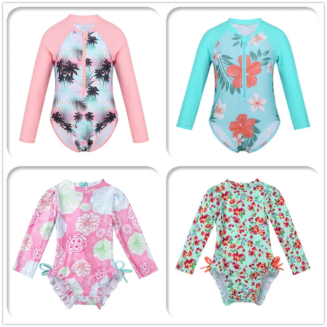 TODDLER KID GIRL Long Sleeve Bikini Swimwear Floral Swimsuit Rash Guard