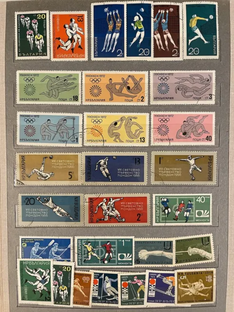 Bulgaria Burundi Olympic Post Stamps Lot Set 59x Sports Africa / Europe Vintage