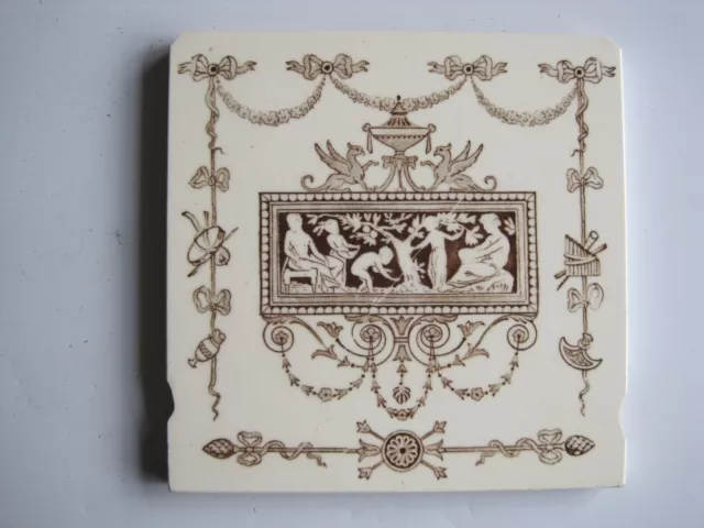 ANTIQUE VICTORIAN 6" AESTHETIC TRANSFER PRINT TILE - WEDGWOOD c1880 T279