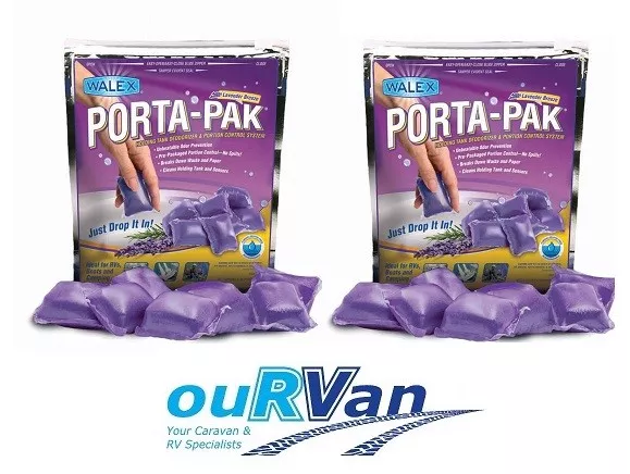 2 x WALEX PORTA-PAK DROP IN 15 SACHET CARAVAN LAVENDER TOILET CHEMICAL 042688