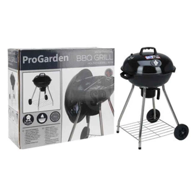 ProGarden Barbacoa sobre ruedas negra 47 cm ProGarden