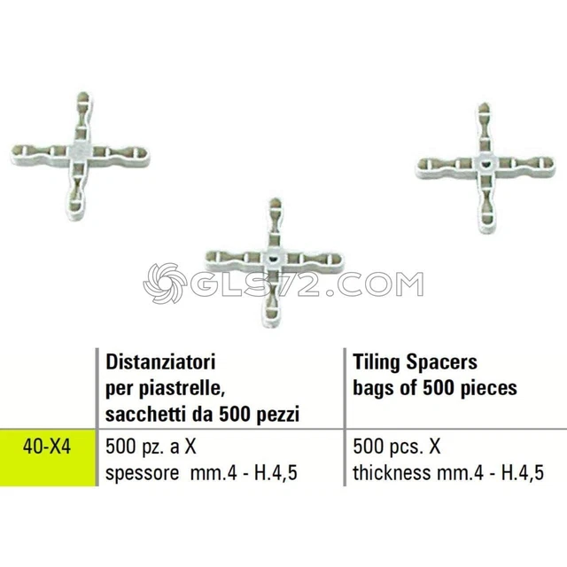 DISTANZIATORI A X PER PIASTRELLE SIGMA 40-X4 A SPESSORE  mm 4 - H. 4,5 500 PEZZI