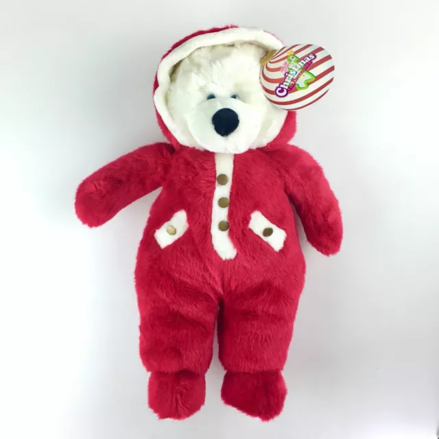 Rare Sugar Loaf Red White 22" Teddy Bear Christmas Hoodie Plush Stuffed Animal