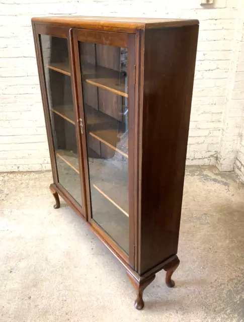 Antique Edwardian Glazed Oak Two Door Floor Standing Bookcase (Can Deliver) 3