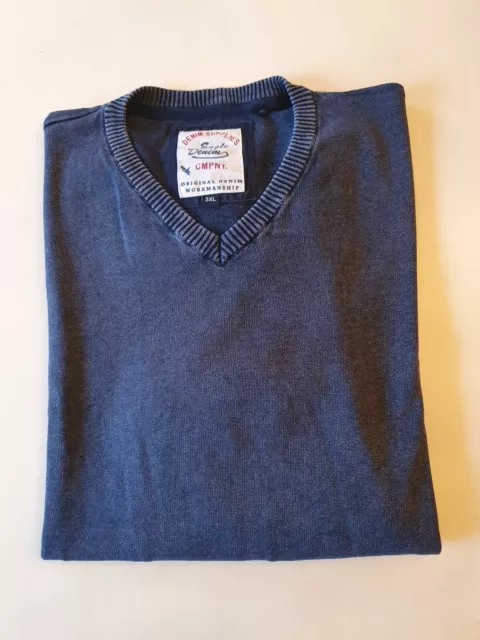 👕 Herren Pulli Pullover Blau leicht V-Ausschnitt Feinstrick Gr. XL 👕