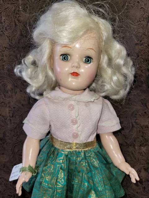 Super Toni Doll by Ideal 16" P-91, 1950's Hard Plastic Platinum Wig Orig Clothes