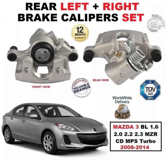 REAR BRAKE CALIPERS SET for MAZDA 3 BL 1.6 2.0 2.2 2.3 MZR CD MPS Turbo 2008-14