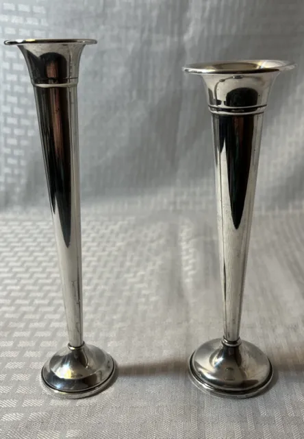 Preismer. 2  sterling silver Trumpet bud vase 8 Inch And 7 1/2 Inch