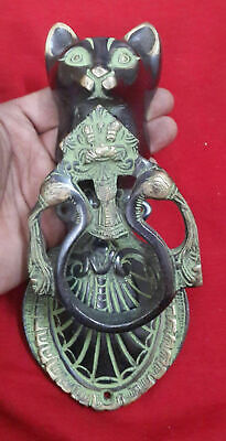 Antique Design Cat Shape Decorative Door Knocker Brass Bell Handmade Gift VR335