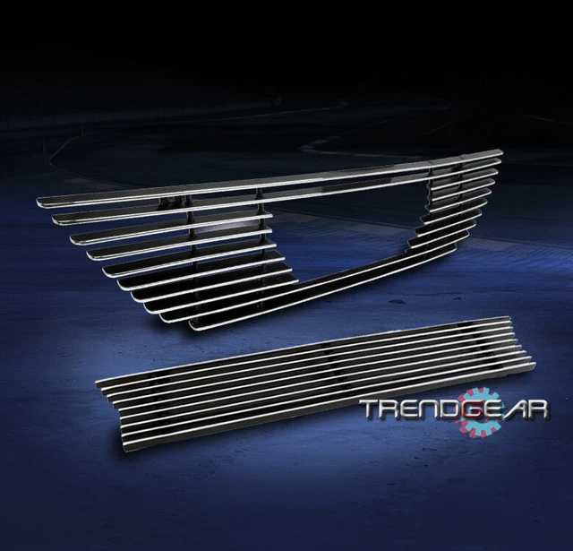 99-04 Ford Mustang Saleen Front Upper+Bumper Billet Grille Insert Logo Open 2Pcs