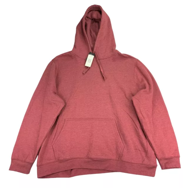 And Now This Mens Washed Cotton Fleece Pullover Hoodie Red 2XL