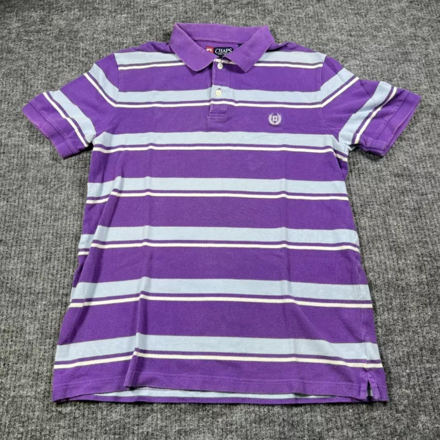 Chaps Shirt Womens Medium M Purple Blue Striped Polo Casual Rugby Golf