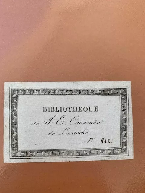 Ex-libris CAUMARTIN de LACANCHE J.E., 44 x 75 mm, 19è