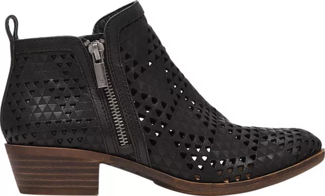 Lucky Brand Basel 3 Black Lugo Perforated Cut out Low Cut Ankle Designer Booties 3