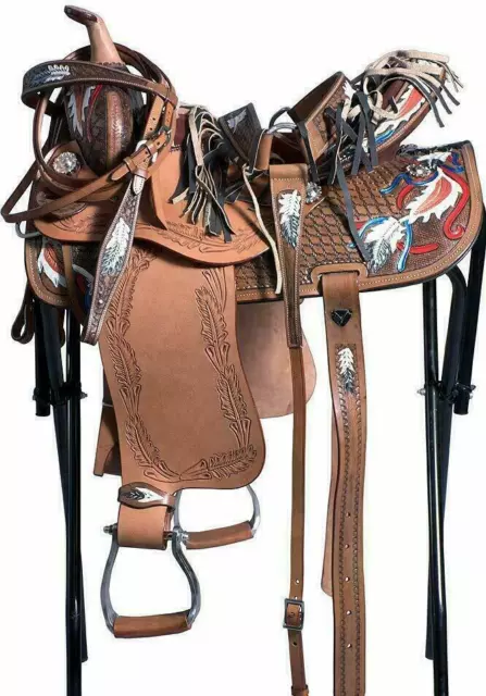 Premium/ Pro 16" Western pleasure trail Roper Saddle With Tack Set All Sizes 2