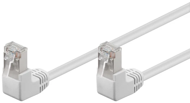 CAT 5e Cavo di rete, 90° angolato, F/UTP; CAT 5-0200 F/UTP (2x90°) white 2m