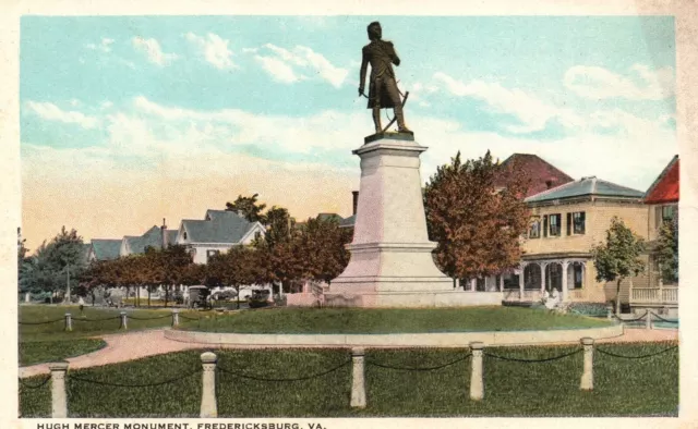 Vintage Postcard Hugh Mercer Historic Monument Landmark Fredericksburg Virginia