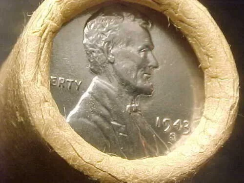 Old Roll Lincoln Wheat Penny Blank Planchet /  Unc Ms 1943-S End Coins Obw  Cent