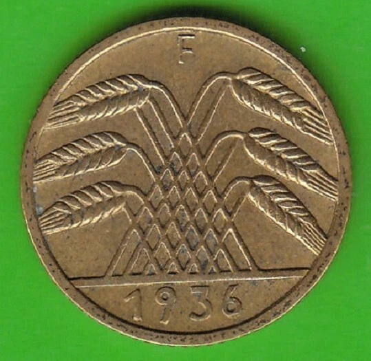 5 Reichspfennig 1936 F Scarce Nice nswleipzig